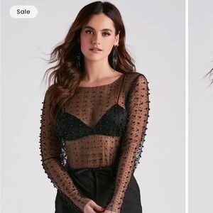 Windsor Black Sheer Beaded Top